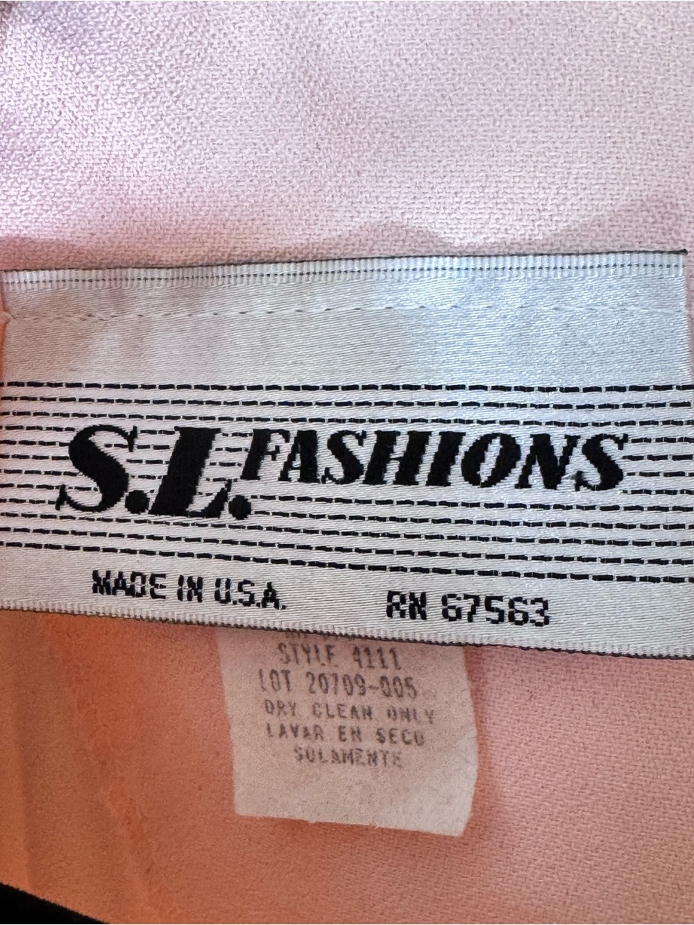 Vintage Pastel Pink Pearl Button Front Midi Dress, 1970s/ 1980s, size 12 - Picture 14 of 16